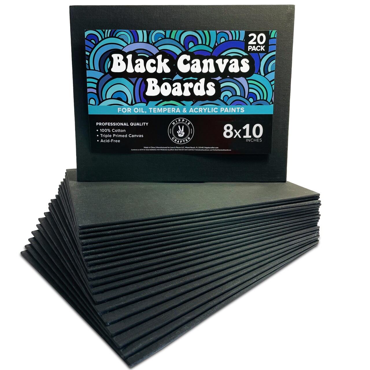 Black Canvas for Painting Bulk 20 Pack Small Canvases for Painting Boards Blank Canvas for Painting Art Canvas Panels for Paint for Artists Gesso Primed for Oil, Acrylic, and Watercolor